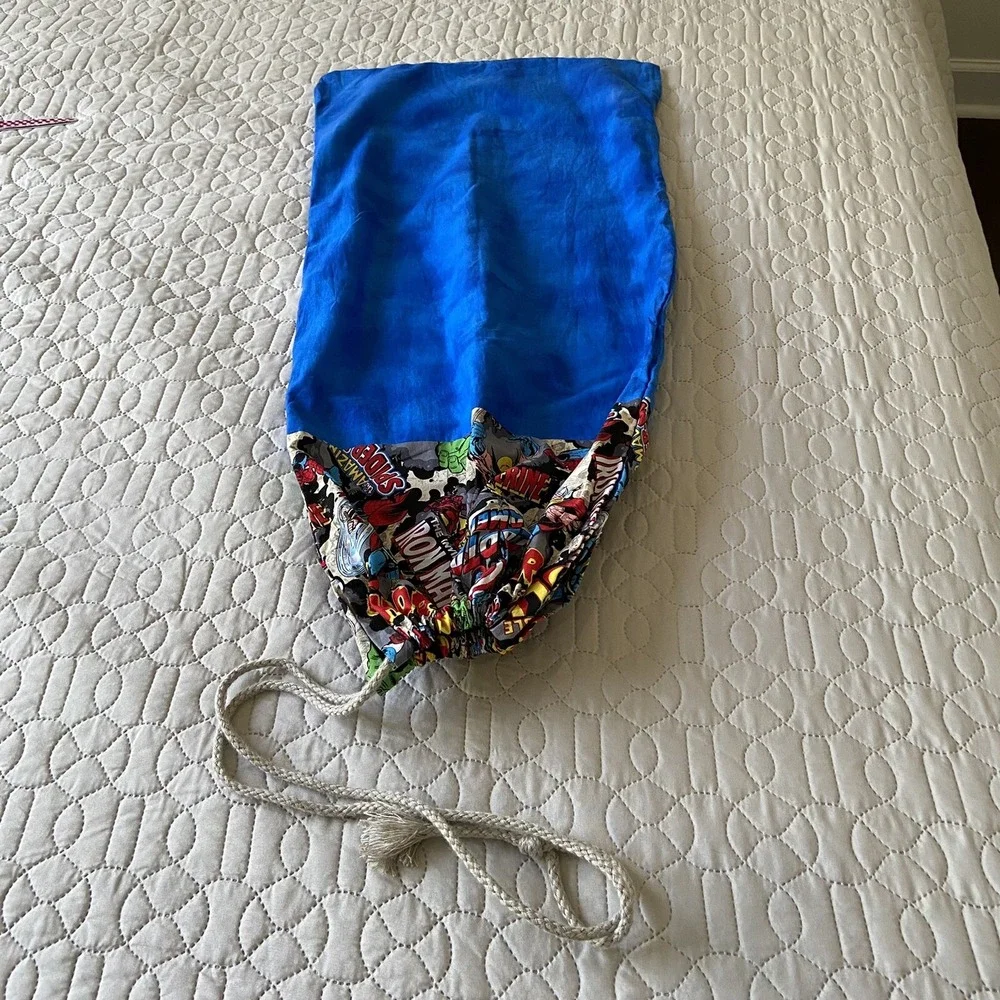 POTTERY BARN KIDS AVENGERS Marvel Comics Twin Size Flat Sheet Laundry Bag Lot